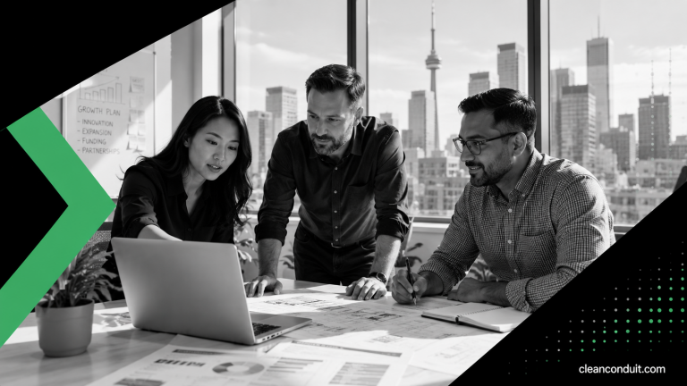 People-discussing-a-Canada-Small-Business-Grant-application